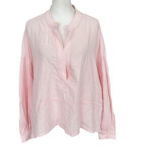 We The Free Light Pink Linen Blend Boxy Boho Top Womens Size Extra Small